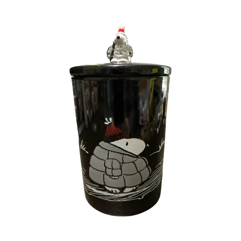 New Peanuts Black and Red Holiday Decor Jar, cookie or treat jar, snoopy Eskimo